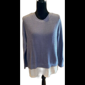 Croft & Barrow Sweater Womens Sz Large Steel Blue Blouse Stretch Round Crew Neck
